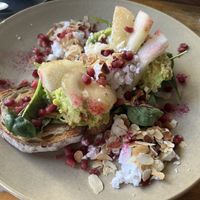 Avocado toast with vegan feta  at T @ Hove in Hove