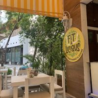 Outdoor seating   at Fit-a-licious in Tulum