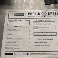 Vegan menu   at Public House in Ferndale