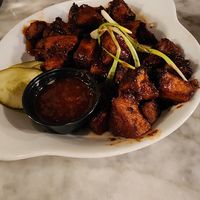 Vegan burnt ends. Made with sweet potatoes and BBQ sauce with actual kick! So good. at Public House in Ferndale
