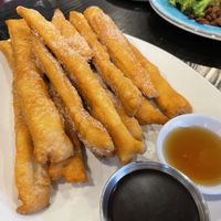 Churros with maple syrup instead of honey  at Verde Restaurant in Lihue