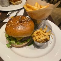 What's Ur Beef burger with fries and coleslaw #Veganuary at Hard Rock Cafe in West London