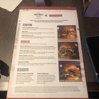 Vegan menu as of November 2022  at Hard Rock Cafe in West London