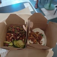 Delicious taco on the right. On the left a salad. at PLANTE Lab in Catania