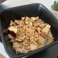 Overnight oats with fresh apples  at Seawiches Lounge Bar in Roatan