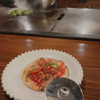 Pizza on Sanbu Senbei at TEPPANYAKI RAI in Ninohe