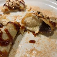 Vegan crepe with anko and vanilla soy ice cream filling, kinako, date syrup and fried rice cracker/sesame on top - 1,000,000% recommend! at TEPPANYAKI RAI in Ninohe