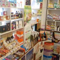 Stairs display at Greenlands Health Foods in South East London