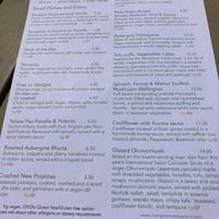 Current menu (July 2021) at River Green Restaurant in Norwich