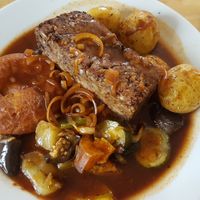 Vegan Sunday lunch complete with vegan Yorkshire pud at River Green Restaurant in Norwich