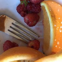 Mouldy raspberry...supposedly fresh.  at River Green Restaurant in Norwich