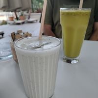 Ayran with mint and matcha lemonade at Salt kafe in Antalya