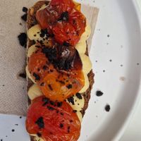 Humous tomato toast at Woody's Pretty Healthy Kitchen in Javea