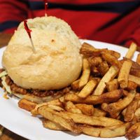 Pulled pork burger at The Hogtown Vegan in Toronto