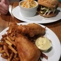 So good '' fish n chips'' vegan at The Hogtown Vegan in Toronto