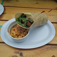 wrap with mac-n-cheese at The Hogtown Vegan in Toronto
