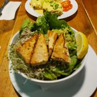 Grilled tofu salad and eggs Benny with my mom 😋 at The Hogtown Vegan in Toronto