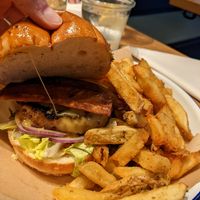 Tribute burger with extra bacon at Honest Burgers - Leicester Square in London