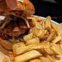 Chilli burger with extra bacon at Honest Burgers - Leicester Square in London