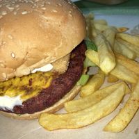 Double burger with patty and tofu fingers!  at Future Diner in Yerevan