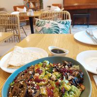 Grilled Veggie Salad with Extra Bread at Future Diner in Yerevan
