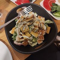 Vegan Caesar salad with tofu at Future Diner in Yerevan