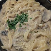 Creamy mushroom pasta at Future Diner in Yerevan