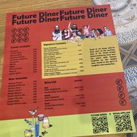 Bar menu  at Future Diner in Yerevan