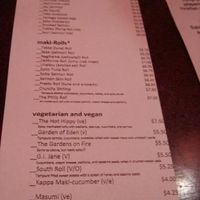 Part of the menu at Sticky Rice in Baltimore