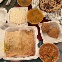 Samosa, masala dosa & sambar, dal tadka, aloo chole, and poori.   at Bombay Bistro in Rockville