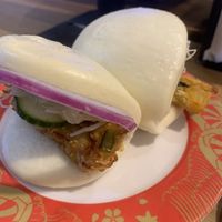 Vege tempura and salad bao buns. No sauce requested.   at Brown Rice in Peregian Springs