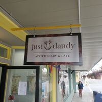 Sign at Just Dandy Apothecary & Cafe in Ketchikan