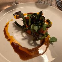 Morel mushroom, fiddle heads with a marmite sauce. Fabulous!!!! at Nightshade in Vancouver