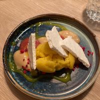 Rhubarb hibiscus pavlova  at Nightshade in Vancouver