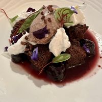 Dessert special: cherry chocolate cake  at Nightshade in Vancouver