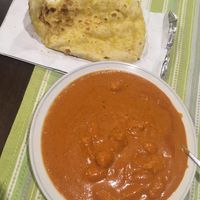 Vegan butter chicken and vegan garlic naan  at Curry On in Hornsby