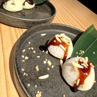 Chocobanana mochis + Caramel & almond mochis at Unsushi in Valencia