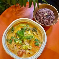 Winter Ginger Tom Yum Soup. So creamy with ginger at the base of the soup to get you feeling warm and clear away any lingering illness. Includes their PB protein balls too! at Carrot & Cleaver  in Shanghai