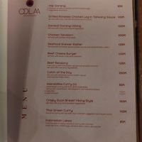 Menu at Gratitude in 