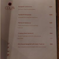 Menu at Gratitude in 