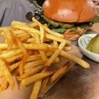 Spinach burger  at Green Spot Diagonal in Barcelona