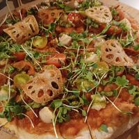 Pizza vegana at Green Spot Diagonal in Barcelona