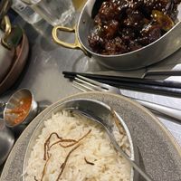 Chilli faux chicken & ginger ricee  at Fatt Pundit - Soho in London