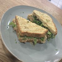 Pan con vegan tuna   at Paladares Vegan in Braga