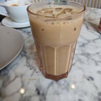 Iced orange dreamsicle latte at Voyageurs Bakehouse in Appleton