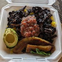 Mushrooms over rice at Chef Will The Palate in Huntsville