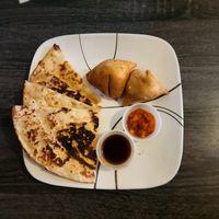 Veggie Pakora and Roti (bread) at Indian Bistro in Topeka