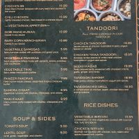 Menu Front at Indian Bistro in Topeka