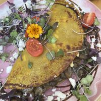 Mushroom and herb "omelette”  at The Green Canopy in Fitzroy