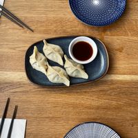 Hausgemachte Teigtaschen mit Shiitake und Bärlauch Füllung  at Shin Taiwanese Eatery in Vienna